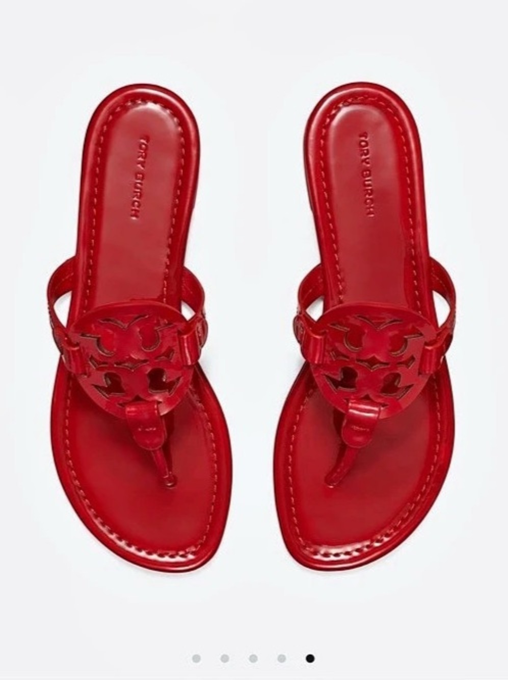 Tory Burch Miller Patent Sandal deep red Flat Sandals